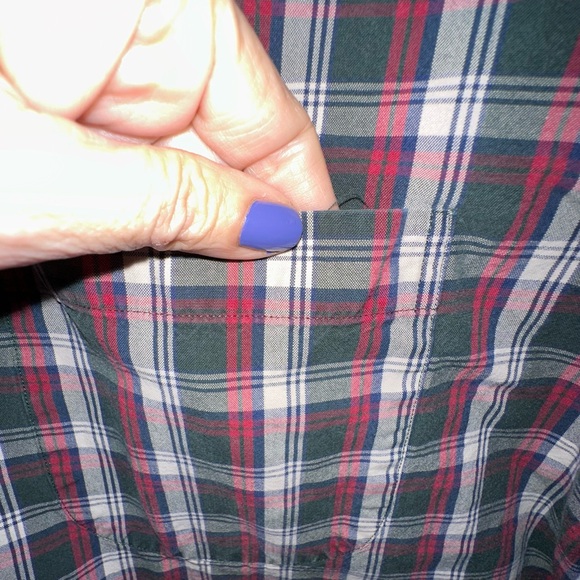 Men's Lands' End Green/Blue/red/white Plain Button Down Shirt - L - Picture 3 of 6